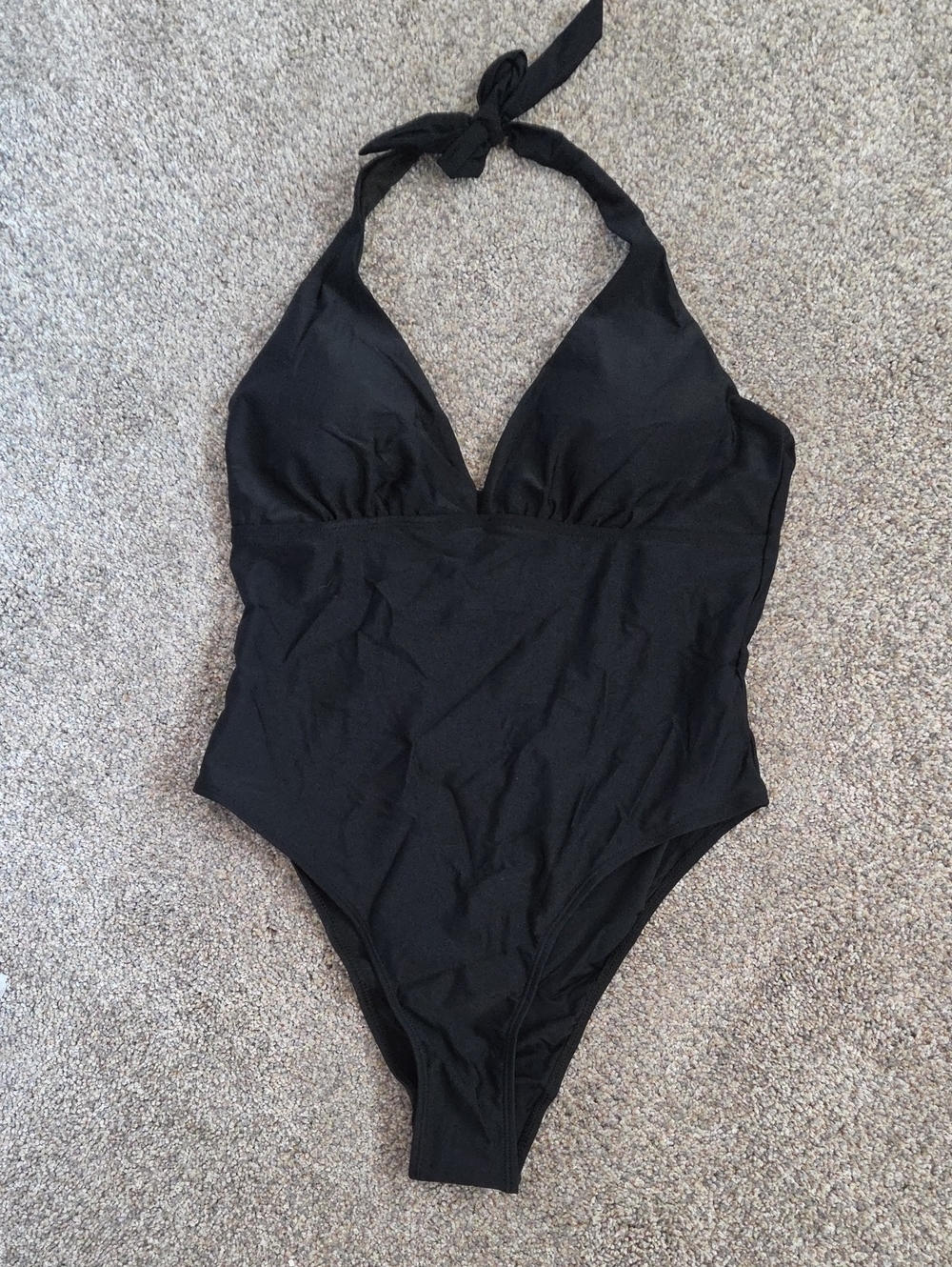 Black Tie Halter One-Piece Swimsuit